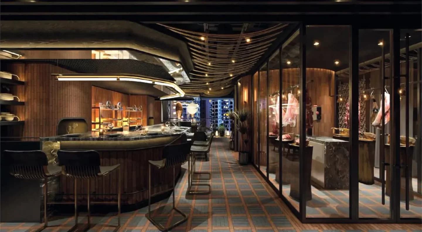 Interior of Fire Side Restaurant Pub in Hong Kong
